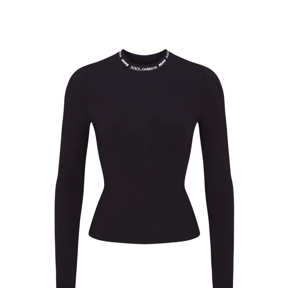 NWT DOLCE&GABBANA X SKIMS COTTON JERSEY LONG SLEEVE T-SHIRT 
ONYX / XS